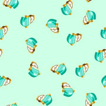 Head elf cute xmas isometric icon seamless pattern Stock Illustration