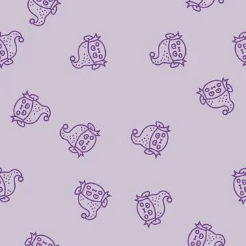 Head elf cute xmas line seamless pattern Stock Illustration