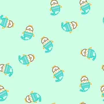 Head elf cute xmas vector seamless pattern Stock Illustration