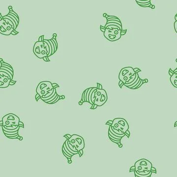 Head elf funny line seamless pattern Stock Illustration