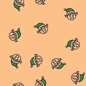 Head elf funny vector seamless pattern 库存插图