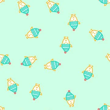 Head elf funny vector seamless pattern Stock Illustration