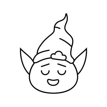 Head elf little line icon vector illustration Stock Illustration