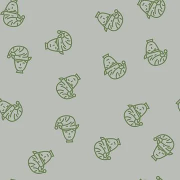 Head elf little line vector seamless pattern Stock Illustration