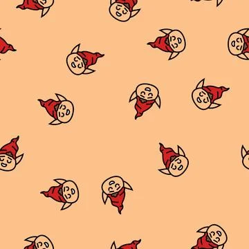 Head elf little vector seamless pattern Stock Illustration
