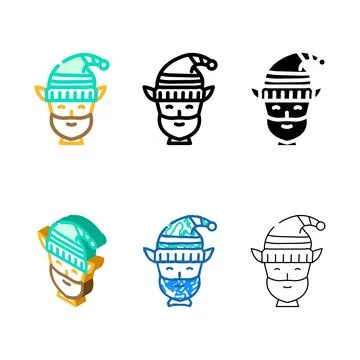 Head elf mix cute xmas color icon vector Stock Illustration
