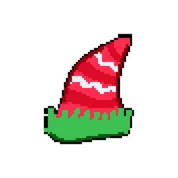 Head elf santa hat pixel art vector illustration 库存插图