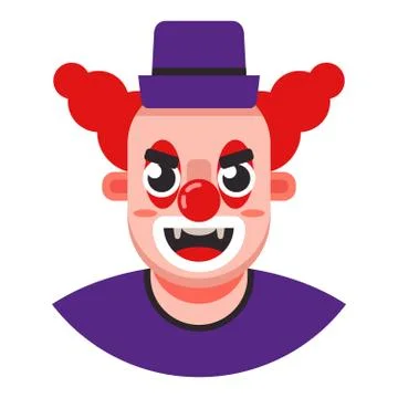 Head of an evil clown in a hat. Stock Illustration