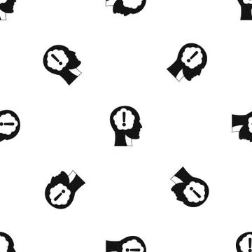 Head with exclamation mark inside pattern seamless black 스톡 일러스트
