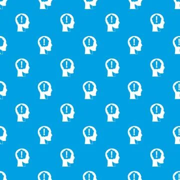 Head with exclamation mark inside pattern seamless blue Stock Illustration