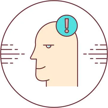 Head with exclamation point flat vector icon Stock Illustration