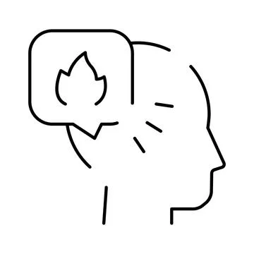 Head experiencing burnout with fire icon イラスト素材