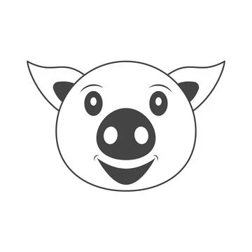 Head with face of cute pig icon and logo.  Stock Illustration
