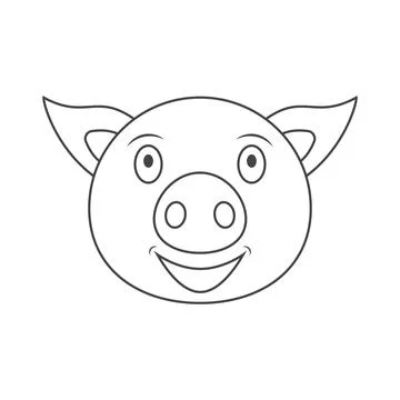 Head with face of cute pig icon and logo. Stock Illustration