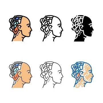 Head face robot color icon variety vector Stock Illustration