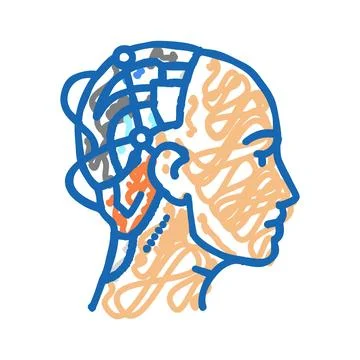 Head face robot icon doodle illustration Stock Illustration