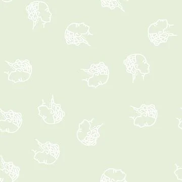 Head face robot line seamless pattern Illustrazione stock