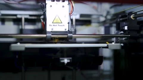 Head of FDM 3d printer prints the plastic model. Additive technology. Close up Stock Footage 213270150