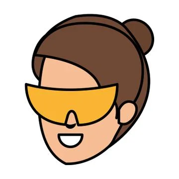 Head female builder constructor with goggles イラスト素材