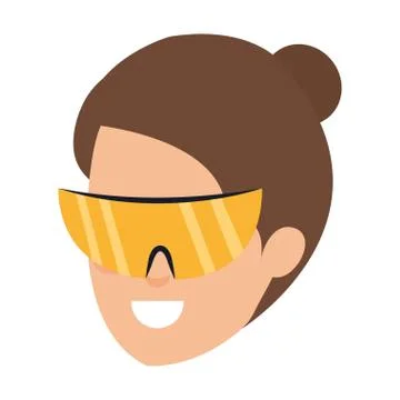 Head female builder constructor with goggles イラスト素材