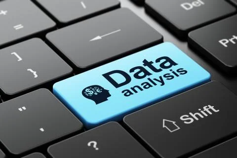 Head With Finance Symbol Data Analysis on keyboard background Illustrazione stock