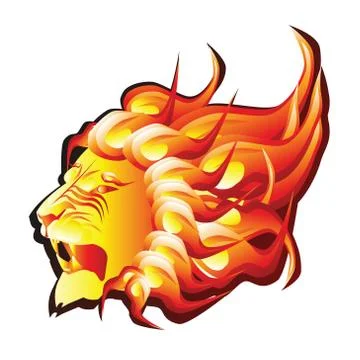 Head of fire lion Stock Illustration