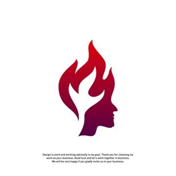 Head Fire logo concept, Mind fire logo, spirit mindset logo, flame head logo  Illustration