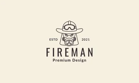 Head fireman line with mask logo symbol vector icon illustration graphic desi Stock Illustration