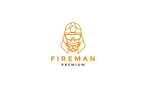 Head fireman line with mask logo symbol vector icon illustration graphic desi Stock Illustration