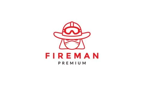 Head fireman line with mask logo symbol vector icon illustration graphic desi Stock Illustration
