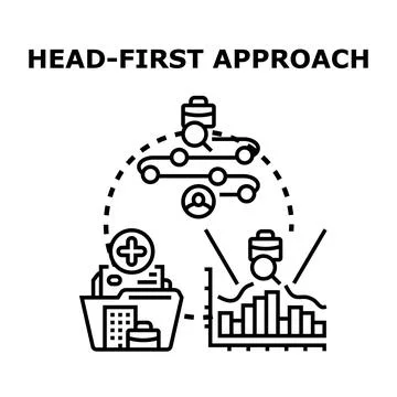 Head first approach concept representing business strategy starting Illustrazione stock