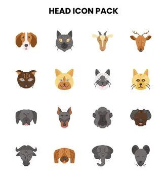 Head Flat Collection Icons Pack Stock Illustration