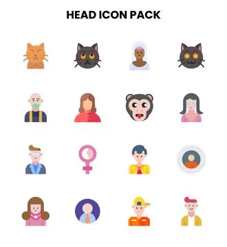 Head Flat Graphics Icons Pack Illustrazione stock
