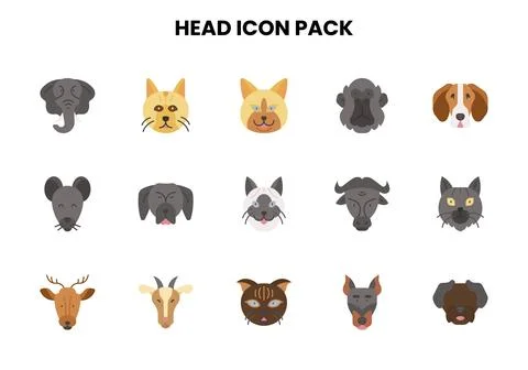 Head Flat Graphics Icons Pack Stock Illustration