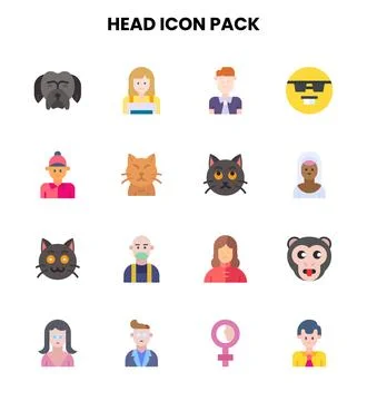 Head Flat Icons Pack Illustration