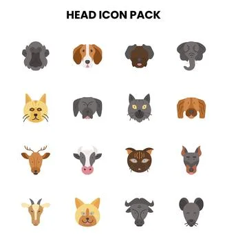 Head Flat Icons Pack Illustrazione stock