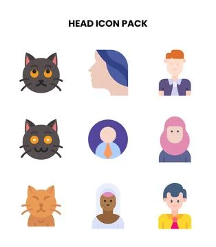 Head Flat Icons Pack 스톡 일러스트