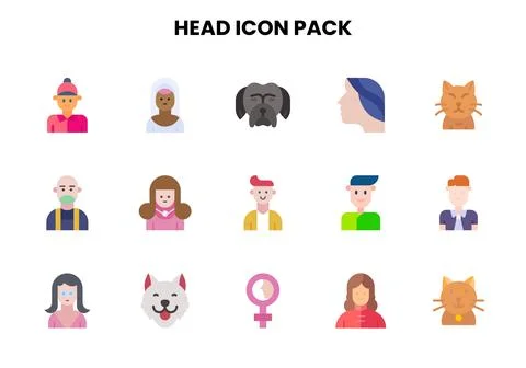 Head Flat UI Icons Pack Stock Illustration