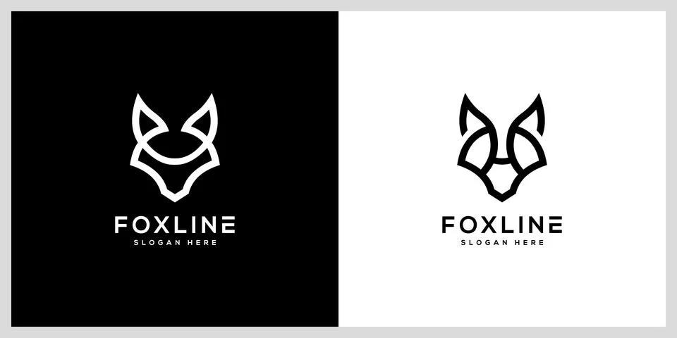 Head fox logo vector line style design Stock Illustration