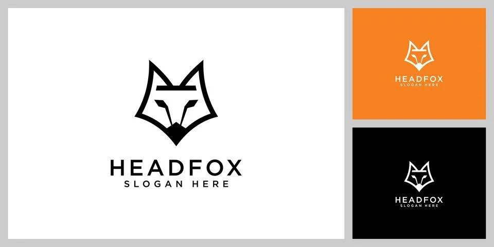 Head fox logo vector line style design Stock Illustration