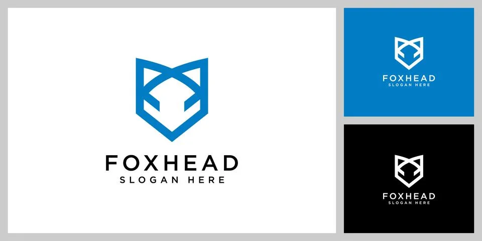 Head fox logo vector line style design Stock Illustration