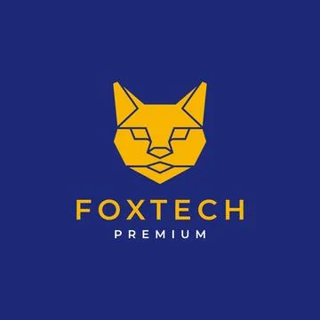Head fox polygon flat orange logo design vector icon illustration template Illustration