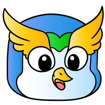 The head of the friendly faced owl king. carton emoticon. doodle icon drawing Stock Illustration