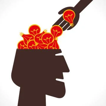 Head with full of bulb or new idea concept vector Stock-Illustration