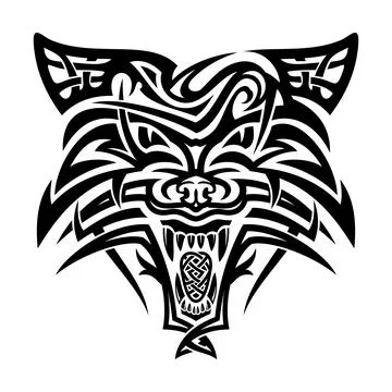 Head of a furious wolf. Forest predator. Wolfhound. 스톡 일러스트