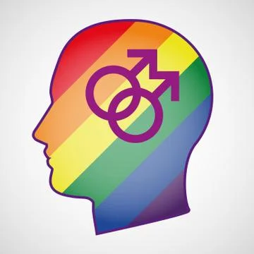 Head with a gay pride flag Stock Illustration