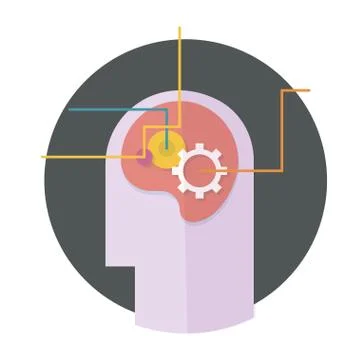 Head with gear icon Stock-Illustration