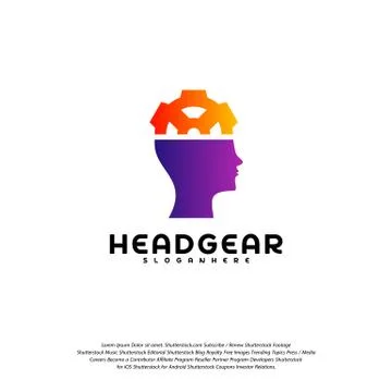 Head Gear logo vector, Head intelligence logo designs concept vector Stock Illustration