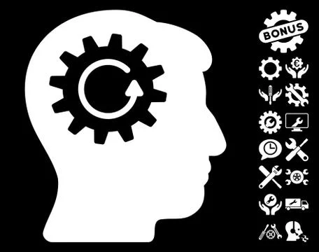 Head Gear Rotation Vector Icon with Tools Bonus Stock Illustration