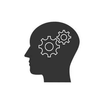 Head, gear, solution idea icon. Vector illustration, flat design. Stock Illustration
